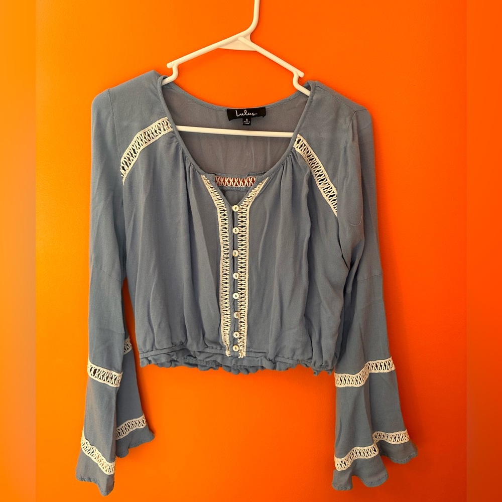Lulus Bell Sleeve Crop Top